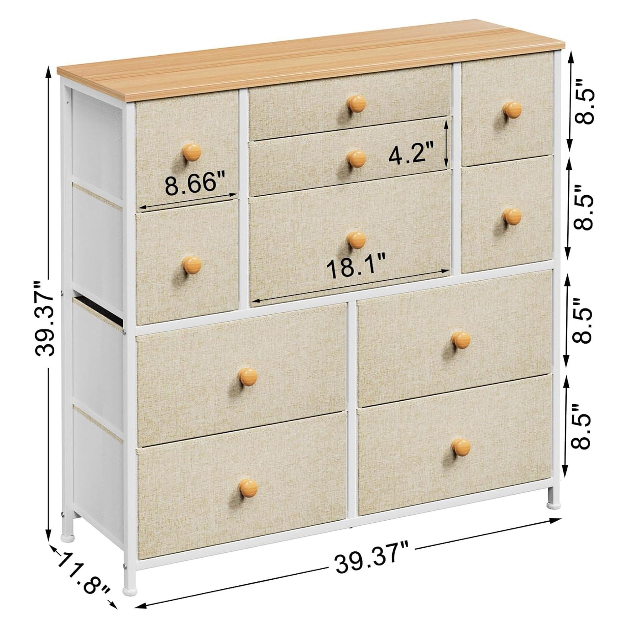 REAHOME 11 Drawer Steel Frame Storage Organizer Chest Dresser, Taupe (Used) - VMInnovations