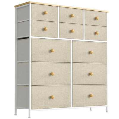 REAHOME 12 Drawer Steel Frame Bedroom Closet Storage Organizer Dresser, Taupe