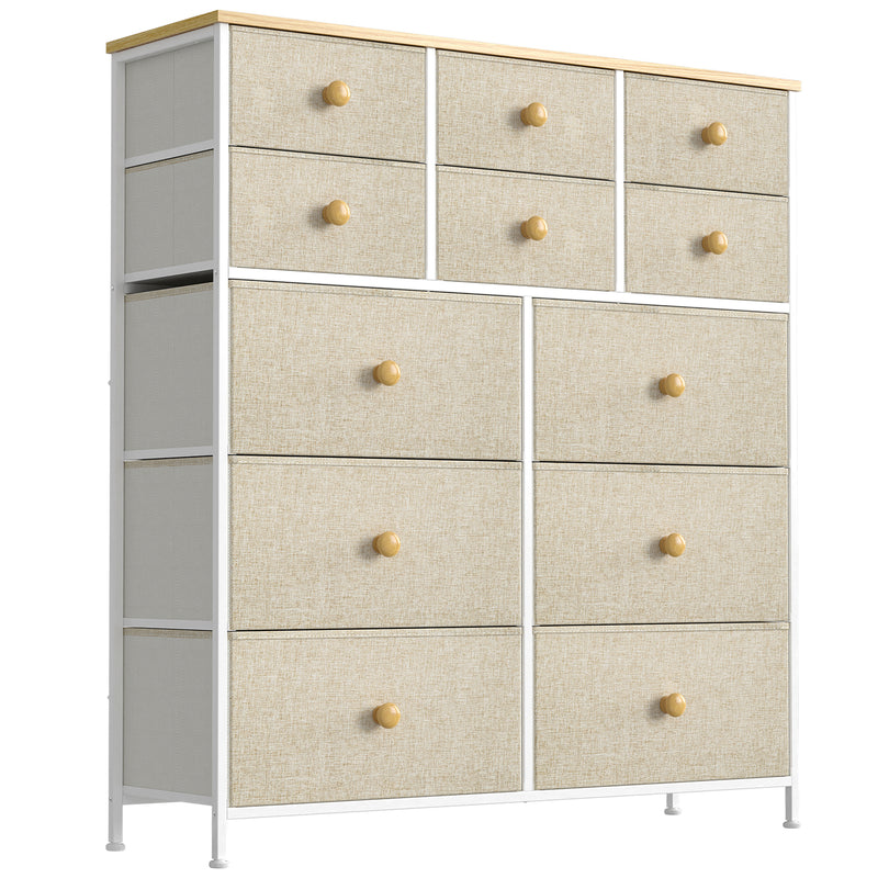 REAHOME 12 Drawer Steel Frame Bedroom Closet Organizer Dresser,Taupe(Used)