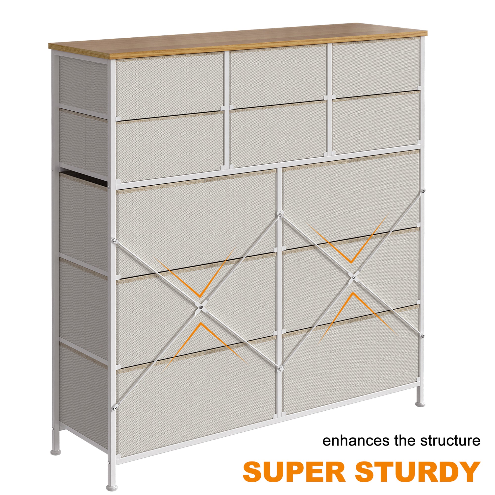 REAHOME 12 Drawer Steel Frame Bedroom Closet Organizer Dresser,Taupe(Used) - VMInnovations