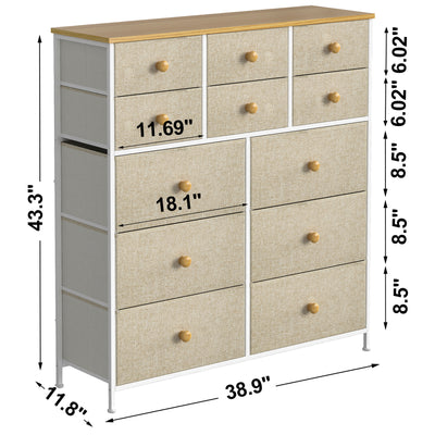REAHOME 12 Drawer Steel Frame Bedroom Closet Organizer Dresser,Taupe(Used) - VMInnovations