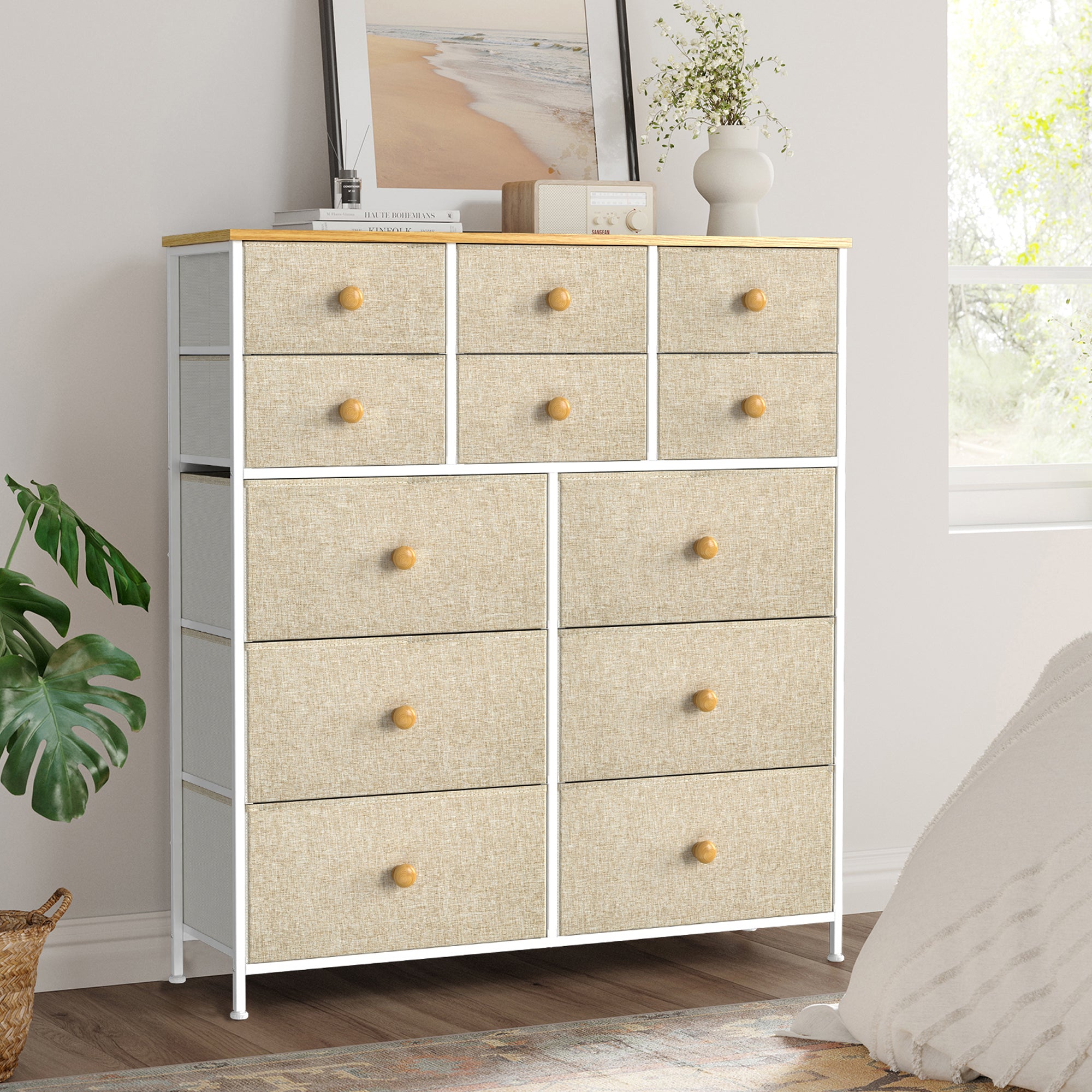 REAHOME 12 Drawer Steel Frame Bedroom Closet Organizer Dresser,Taupe(Used) - VMInnovations