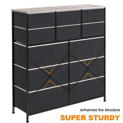 REAHOME 12 Drawer Steel Frame Bedroom Storage Organizer Dresser,Dark Taupe(Used) - VMInnovations