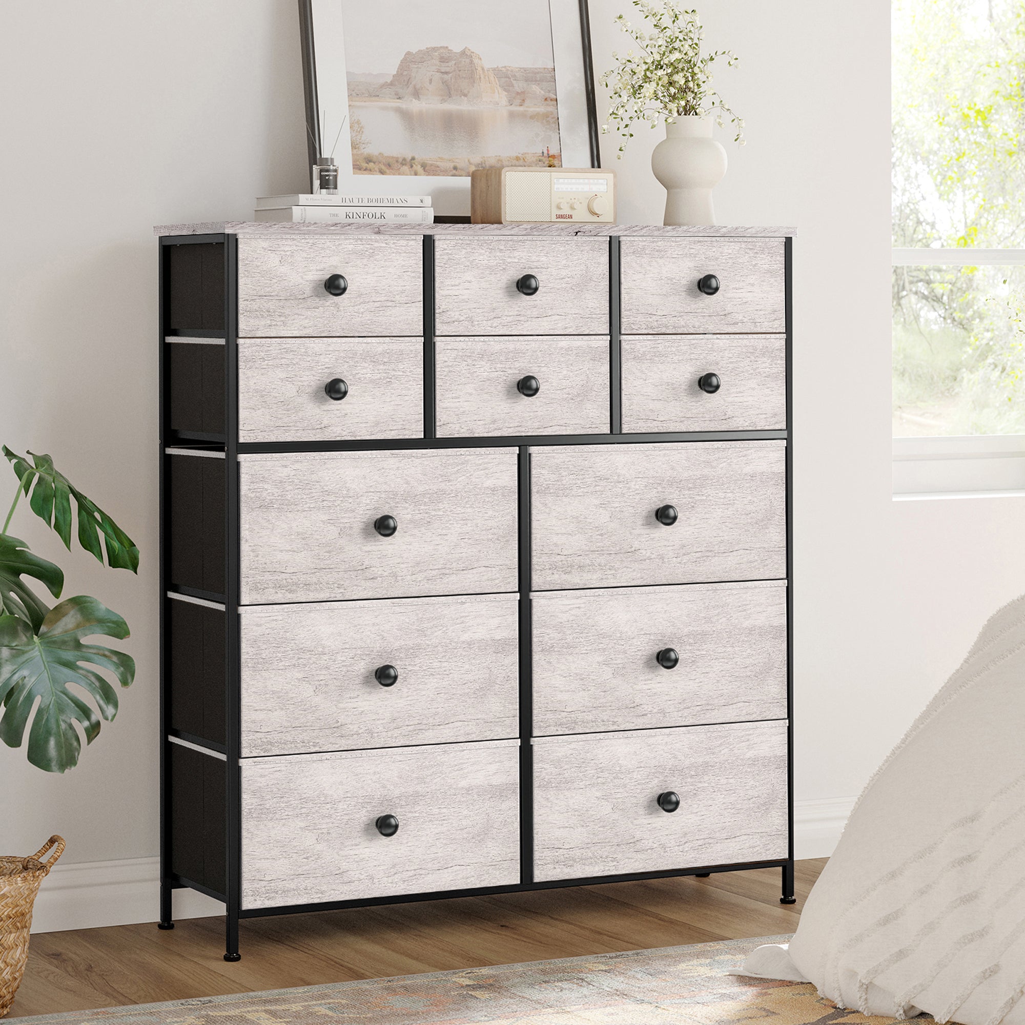 REAHOME 12 Drawer Steel Frame Bedroom Storage Organizer Dresser,Dark Taupe(Used) - VMInnovations