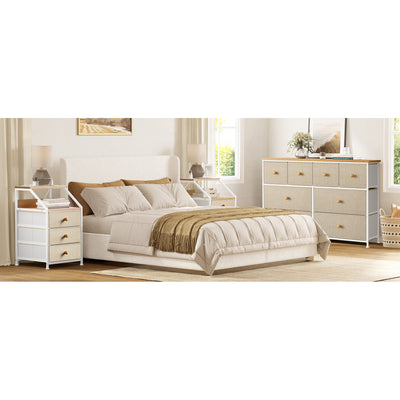 REAHOME 3 Drawer Nightstand End Table Unit w/Charging Station, Taupe (Used) - VMInnovations