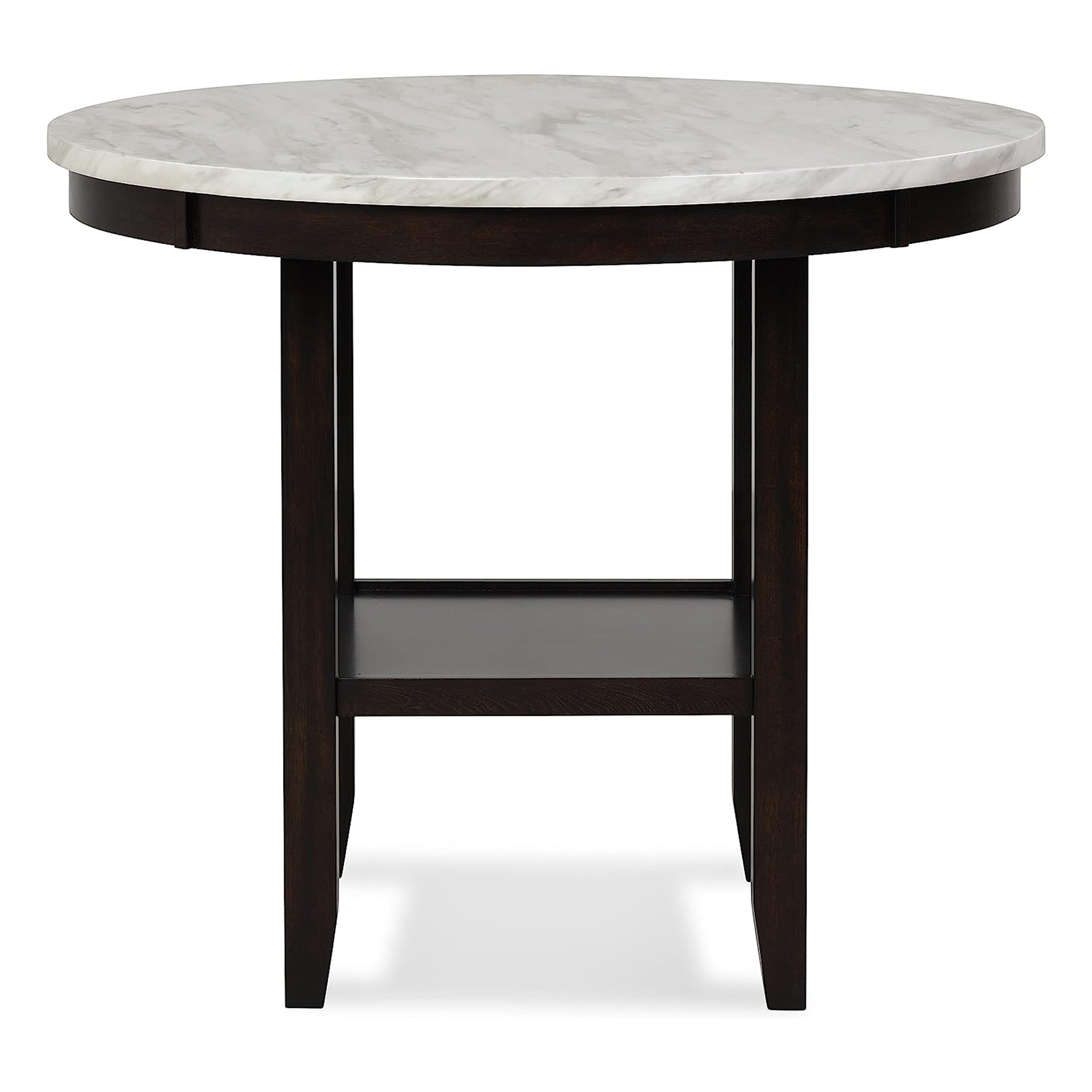 New Classic Furniture Celeste 42 Inch Faux Marble Round Counter Table, Espresso - VMInnovations