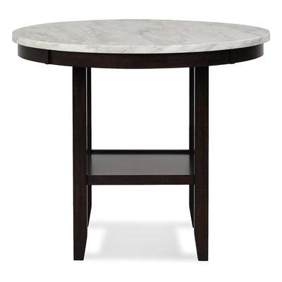 New Classic Furniture Celeste 42 Inch Faux Marble Round Counter Table, Espresso - VMInnovations