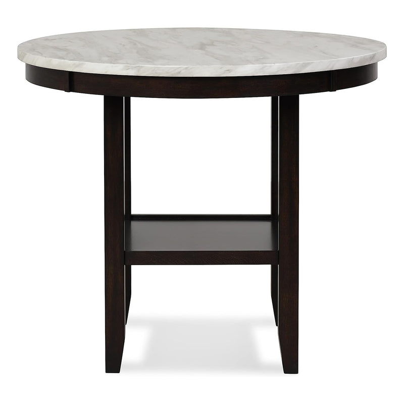 New Classic Furniture Celeste 42" Faux Marble Round Table, & 4 Chair Set, Gray