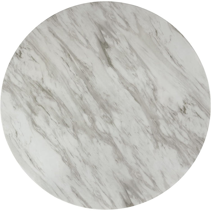 New Classic Furniture Celeste 42 Inch Faux Marble Round Counter Table, Espresso - VMInnovations