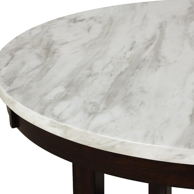 New Classic Furniture Celeste 42 Inch Faux Marble Round Counter Table, Espresso - VMInnovations