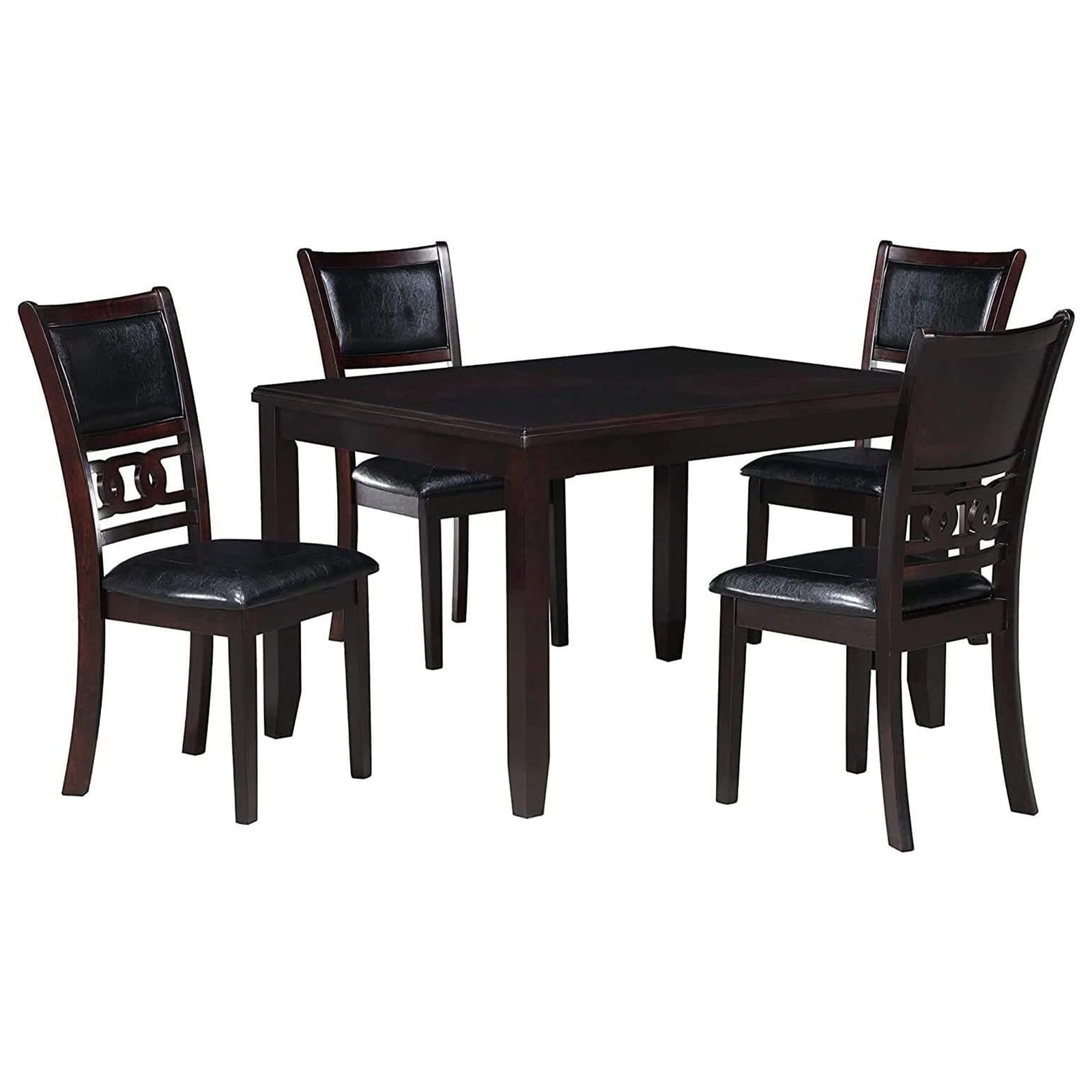 New Classic Furniture Gia Dining Collection with 48" Table and 4 Chairs, Ebony - VMInnovations