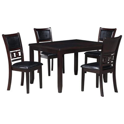 New Classic Furniture Gia Dining Collection with 48" Table and 4 Chairs, Ebony - VMInnovations
