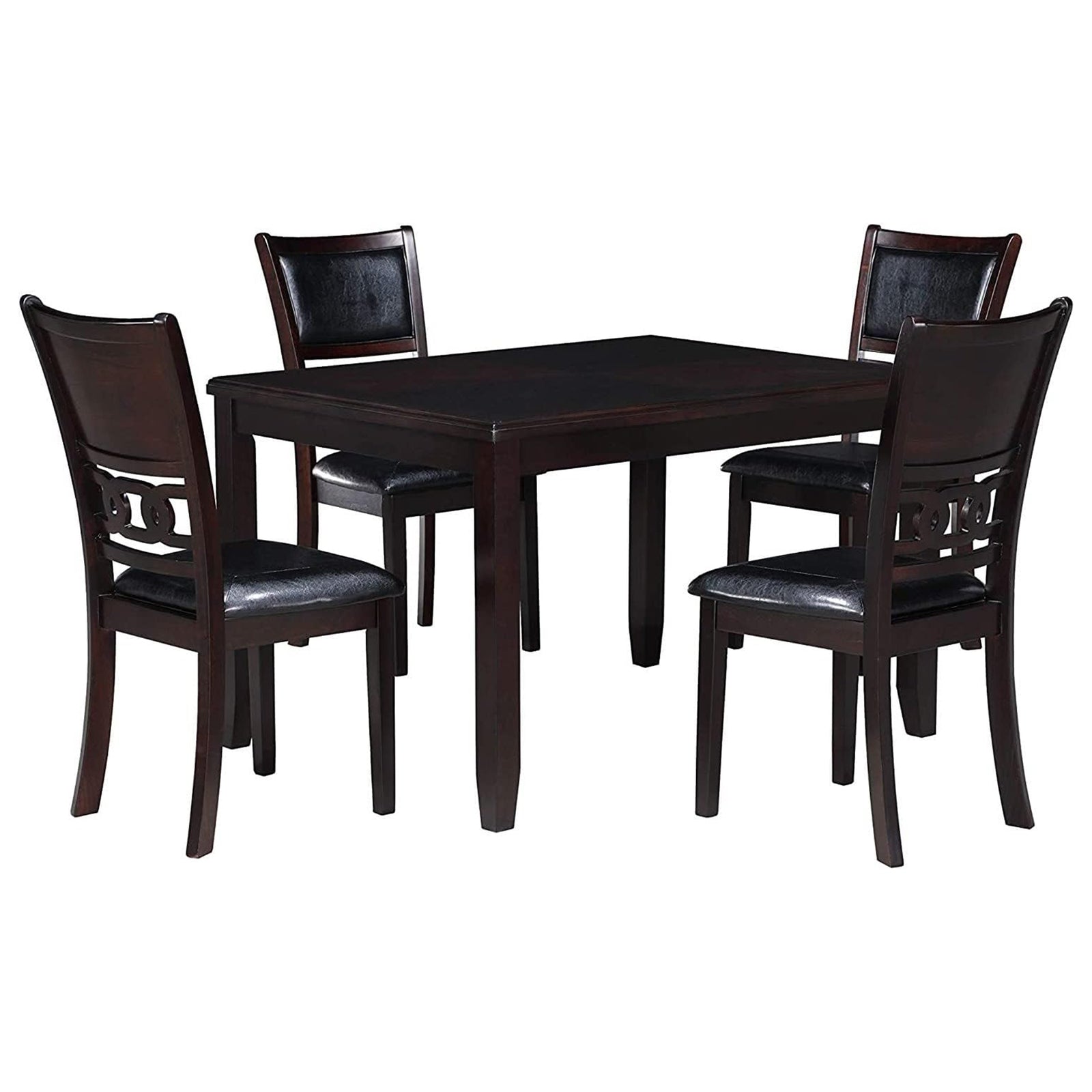 New Classic Furniture Gia Dining Collection with 48" Table and 4 Chairs, Ebony - VMInnovations