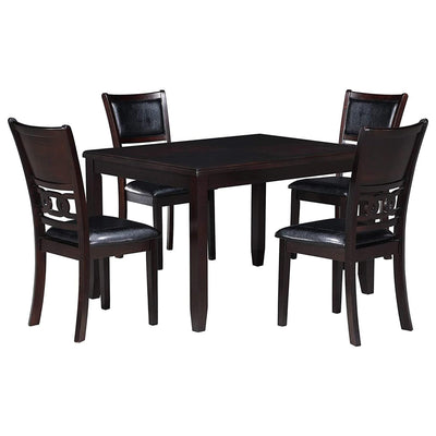 New Classic Furniture Gia Dining Collection with 48" Table and 4 Chairs, Ebony - VMInnovations