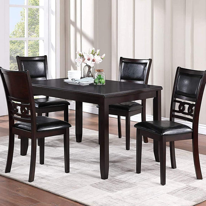 New Classic Furniture Gia Dining Collection with 48" Table and 4 Chairs, Ebony