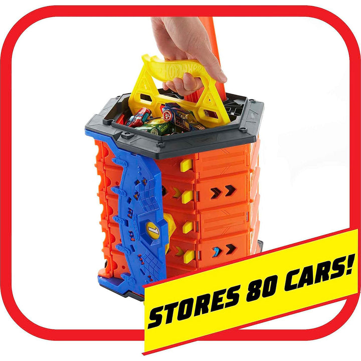 Mattel Hot Wheels 5 Lane Collapsible Roll Out Raceway Track Set (Used)