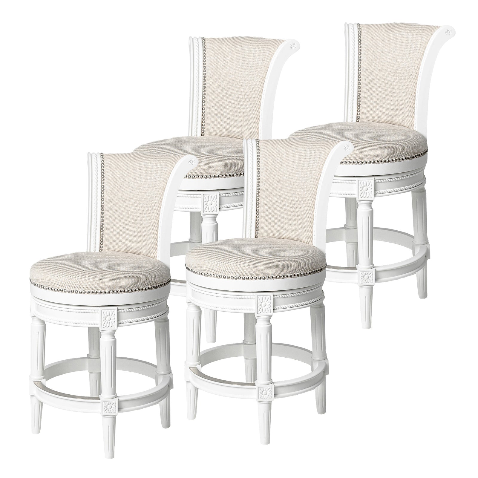 Maven Lane Pullman Stool, Alabaster White, Counter Height (Open Box) (4 Pack) - VMInnovations