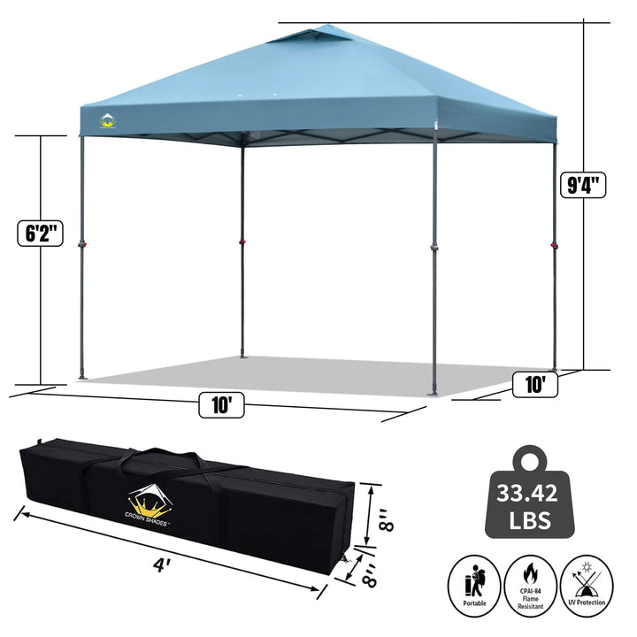 Crown Shades 10x10’ Pop Up Folding Shade Canopy and Carry Bag, Cyan Blue (Used) - VMInnovations