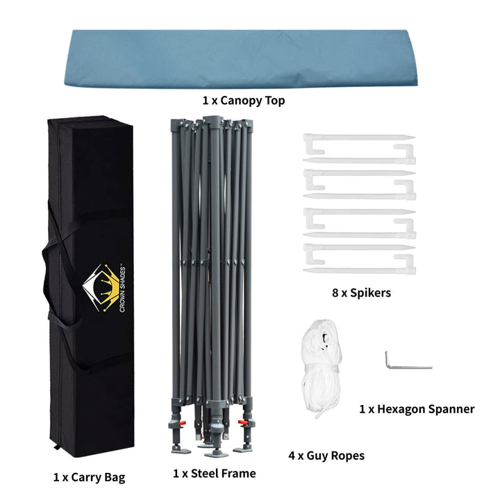 Crown Shades 10x10’ Pop Up Folding Shade Canopy and Carry Bag, Cyan Blue (Used) - VMInnovations