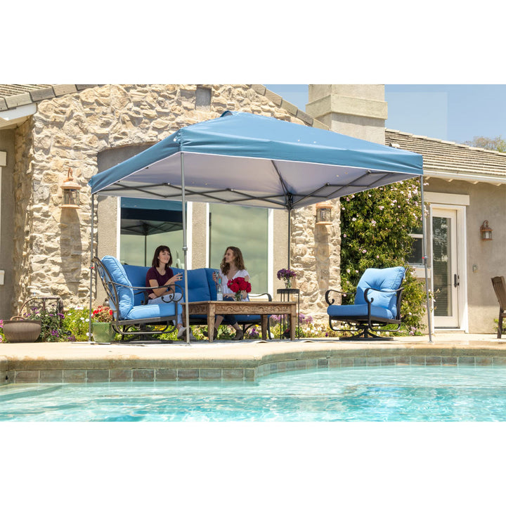 Crown Shades 10x10’ Pop Up Folding Shade Canopy and Carry Bag, Cyan Blue (Used) - VMInnovations