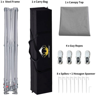 Crown Shades 10’ x 10’ Instant Pop Up Folding Shade Canopy with Carry Bag, Grey - VMInnovations