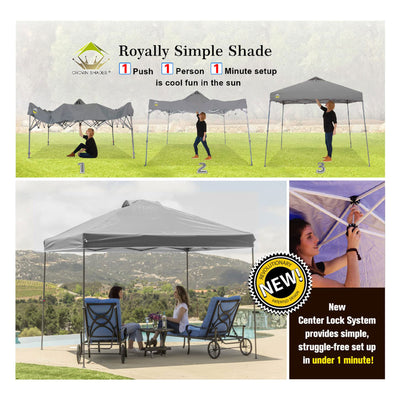 Crown Shades 10’ x 10’ Instant Pop Up Folding Shade Canopy with Carry Bag, Grey - VMInnovations