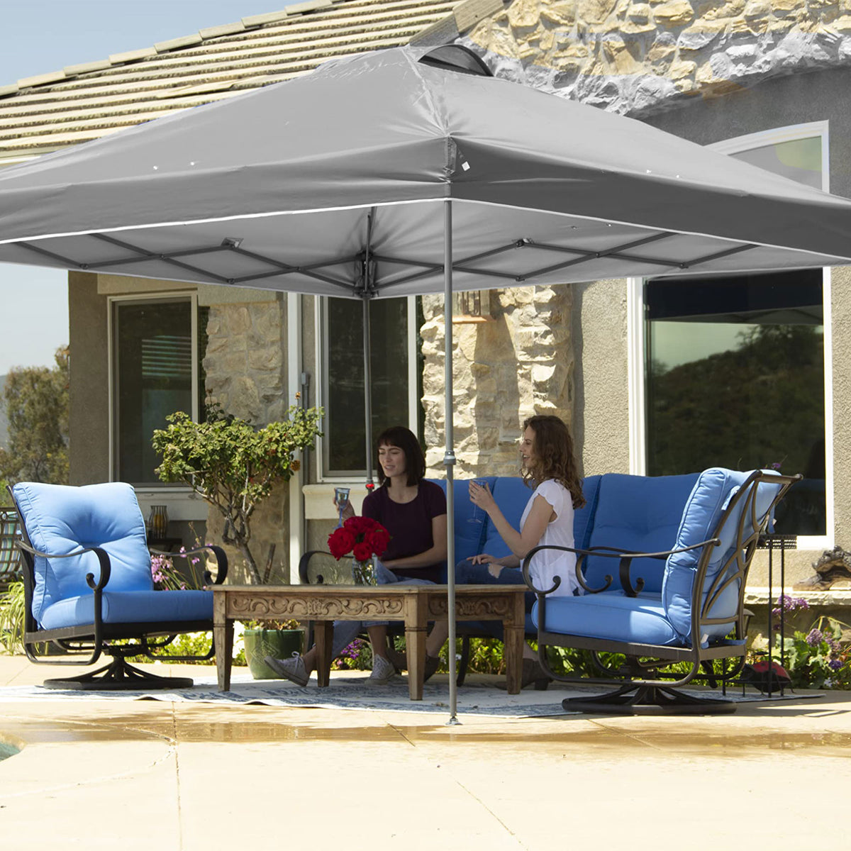 Crown Shades 10’ x 10’ Instant Pop Up Folding Shade Canopy with Carry Bag, Grey - VMInnovations