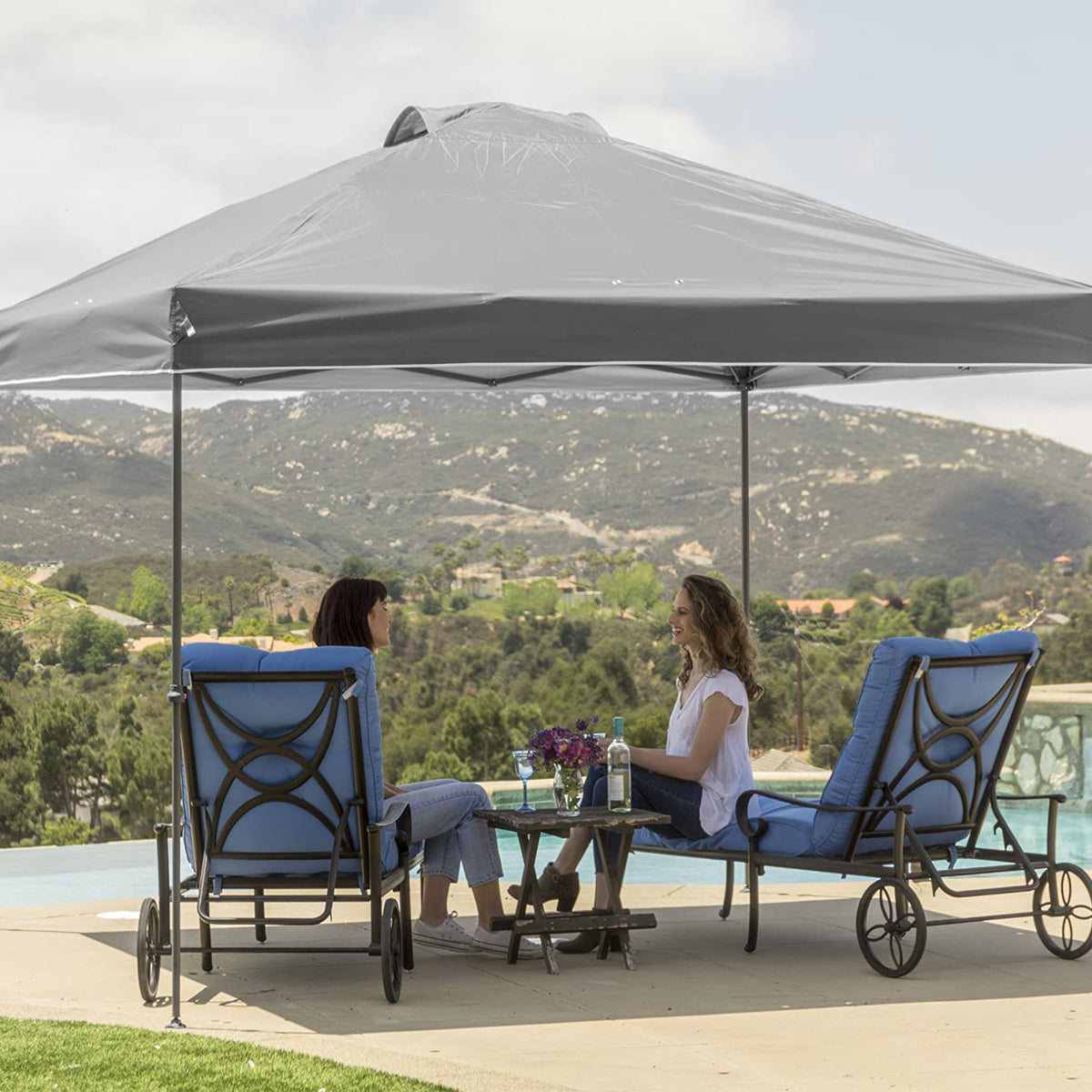 Crown Shades 10’ x 10’ Instant Pop Up Folding Shade Canopy with Carry Bag, Grey - VMInnovations