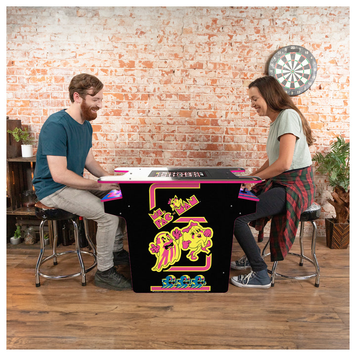 Arcade1UP Ms. PAC-MAN Head-to-Head 12 in 1 Arcade Table, Black Edition(Open Box)