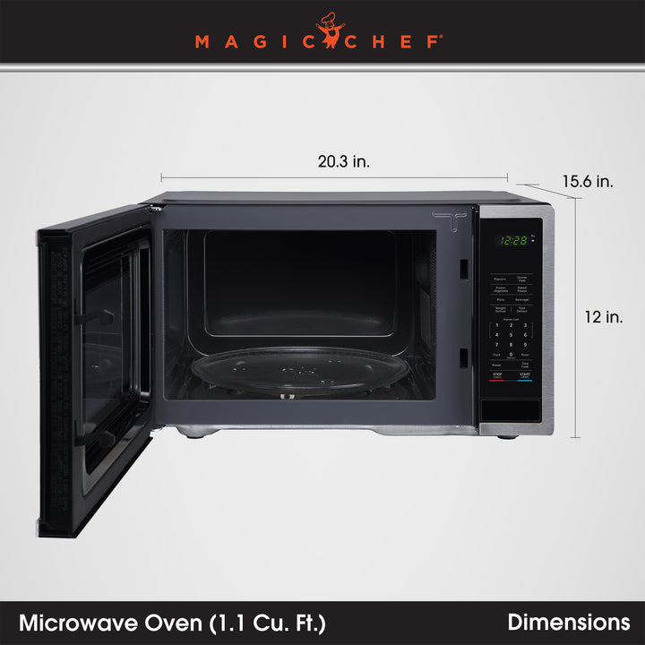 1000 Watt 1.1 Cubic Feet Digital Touch Countertop Microwave, Silver (Open Box)