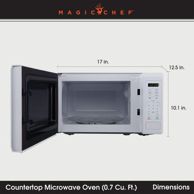 Magic Chef 700 Watt 0.7 Cubic Feet Digital Touch Countertop Microwave, White