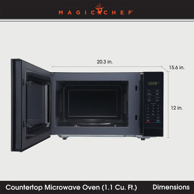 Magic Chef 1000 Watt 1.1 Cubic Feet Digital Touch Countertop Microwave, Black