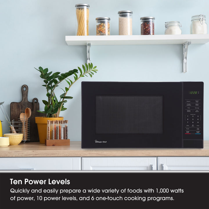 Magic Chef 1000 Watt 1.1 Cu. Ft Digital Touch Countertop Microwave, Black (Used)