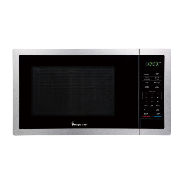 Magic Chef 900 Watt 0.9 Cubic Feet Digital Countertop Microwave, Silver (Used)