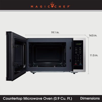 Magic Chef 900 Watt 0.9 Cubic Feet Digital Touch Microwave, Silver (For Parts)