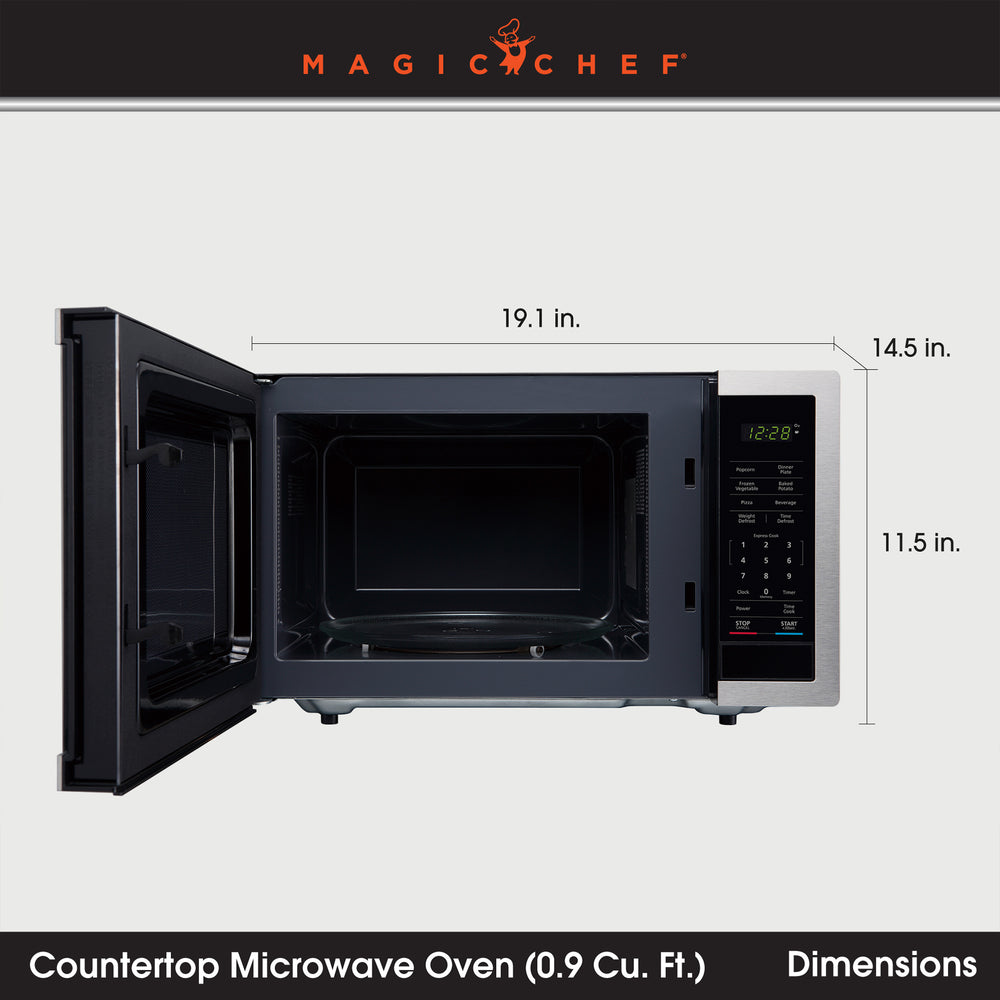Magic Chef 900 Watt 0.9 Cubic Feet Digital Touch Microwave, Silver (For Parts) - VMInnovations