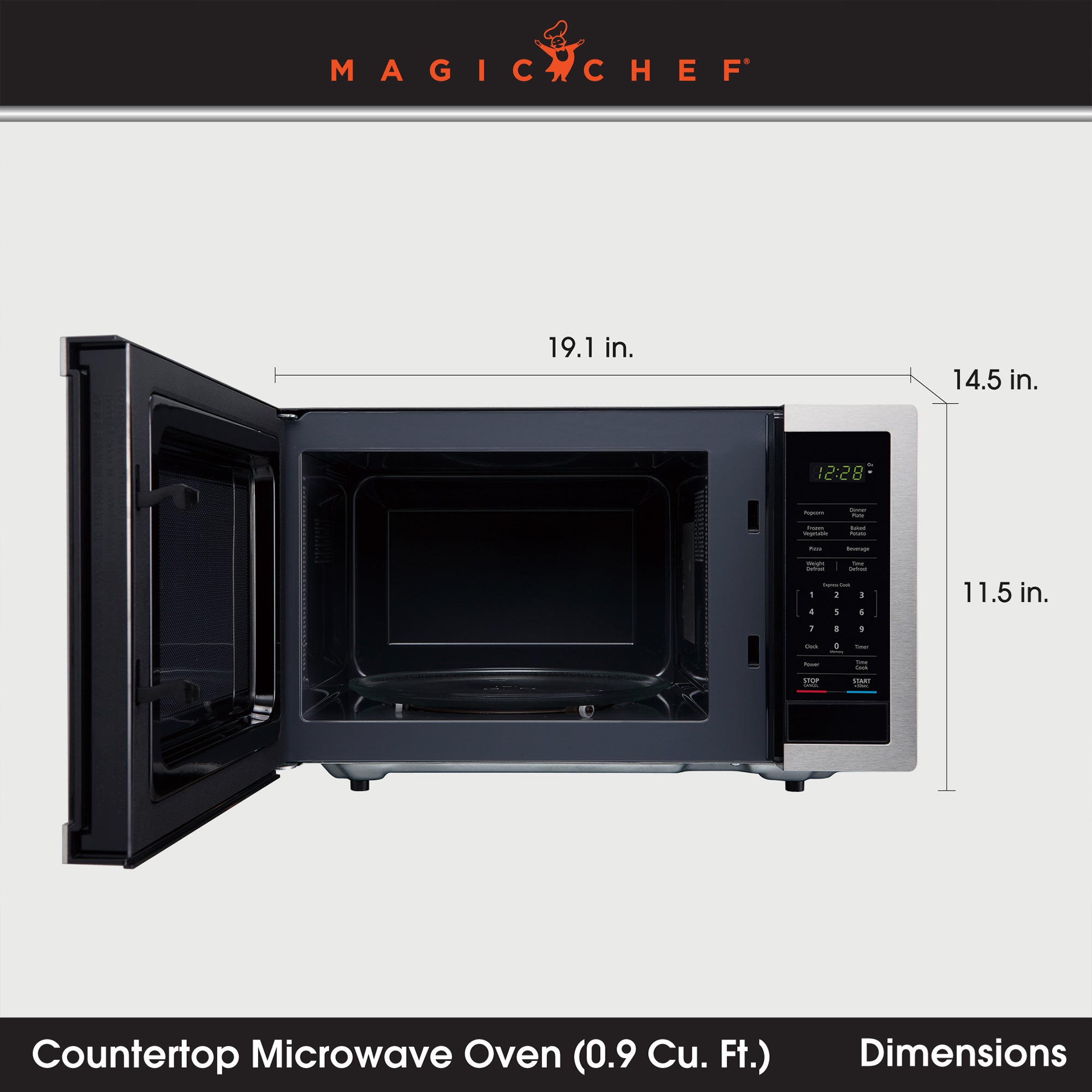 Magic Chef 900 Watt 0.9 Cubic Feet Digital Touch Microwave, Silver (For Parts) - VMInnovations
