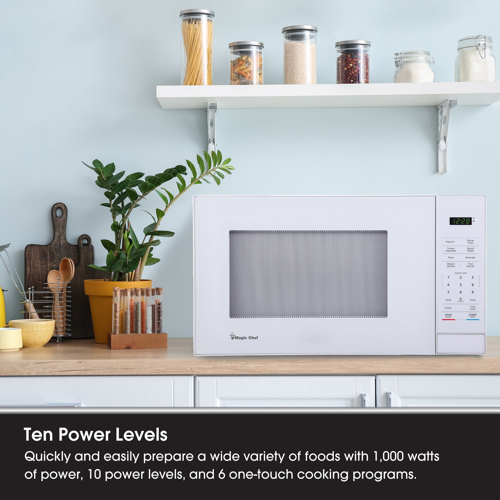 Magic Chef 1000 W 1.1 Cubic Feet Digital Touch Countertop Microwave, White(Used)