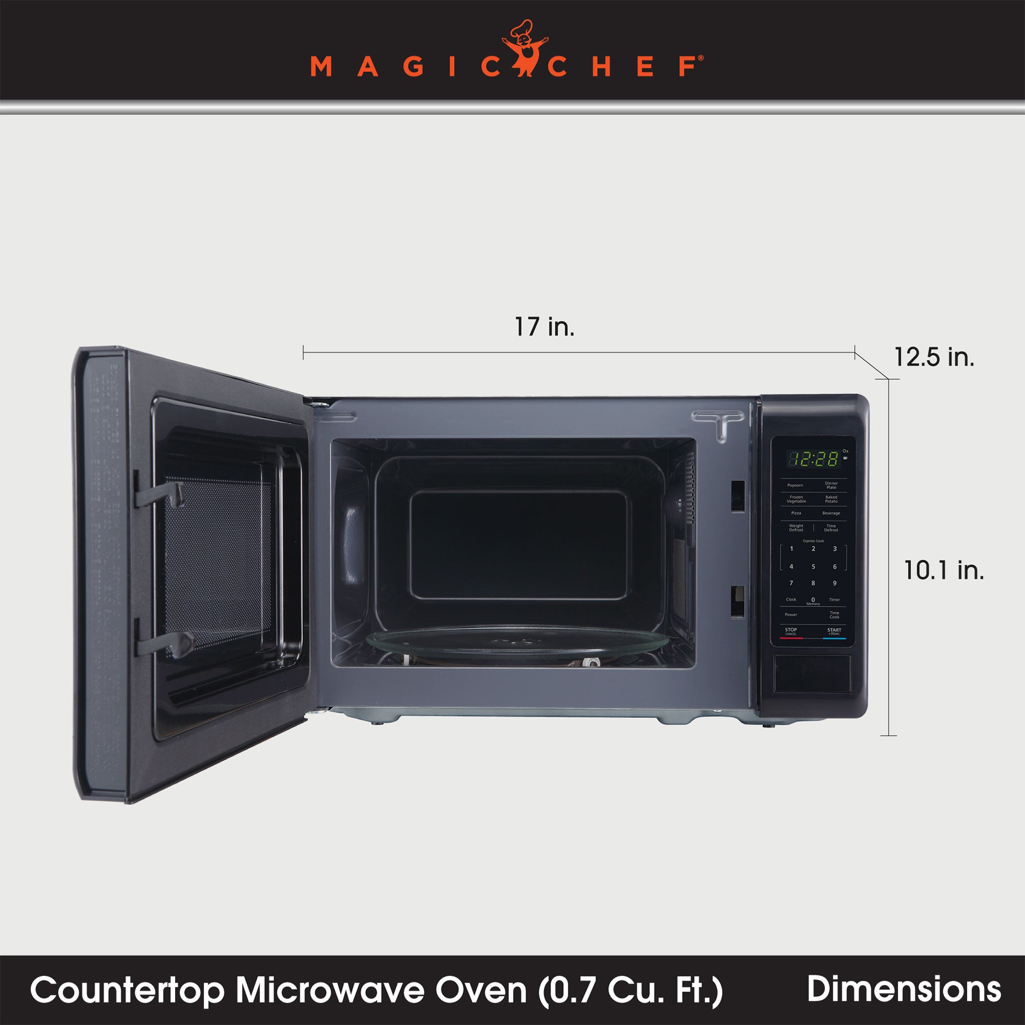 Magic Chef 700 Watt 0.7 Cubic Feet Digital Touch Countertop Microwave, Black - VMInnovations