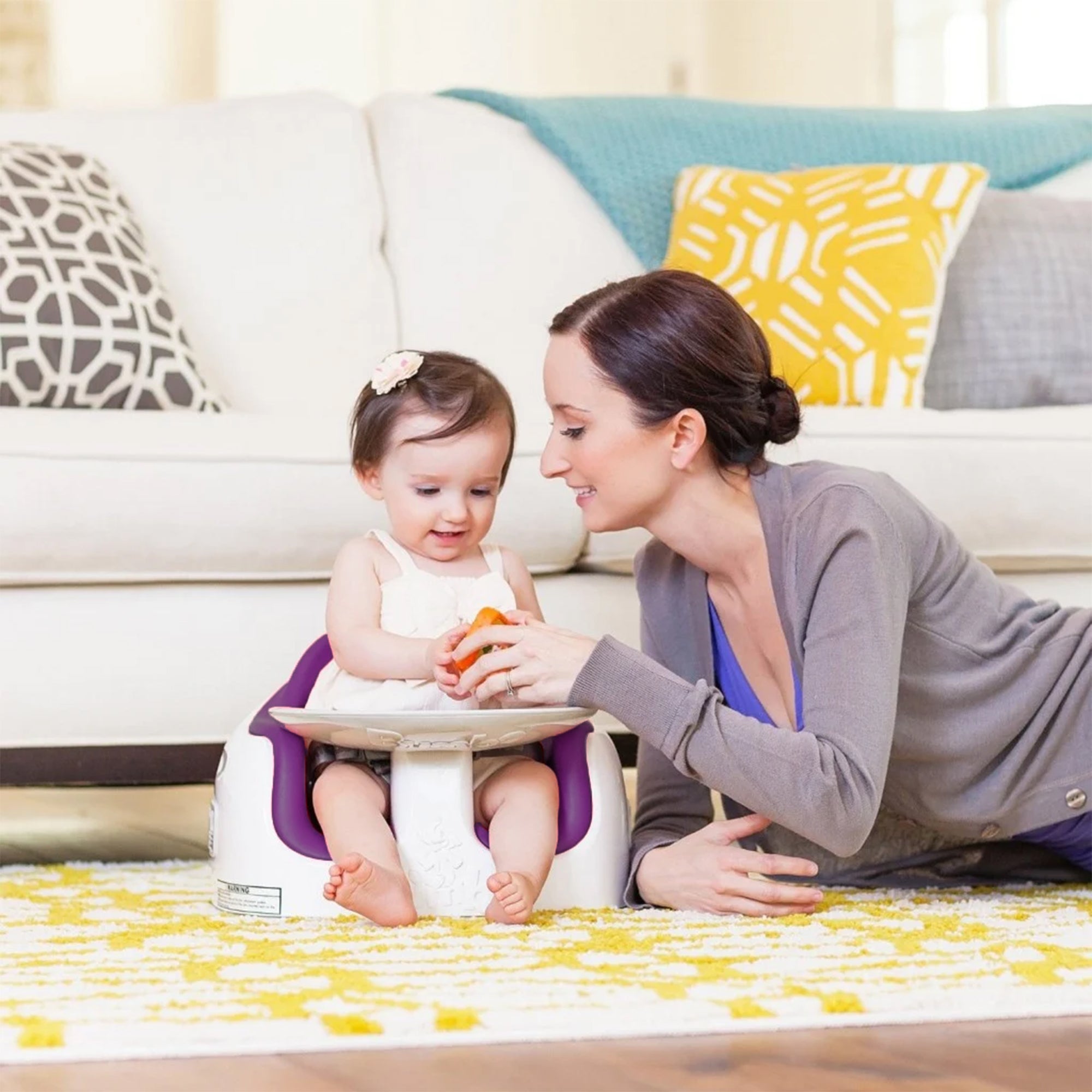 Bumbo Baby Toddler Soft Foam 3 in 1 Multi Seat with Tray and Buckle Straps, Plum - VMInnovations