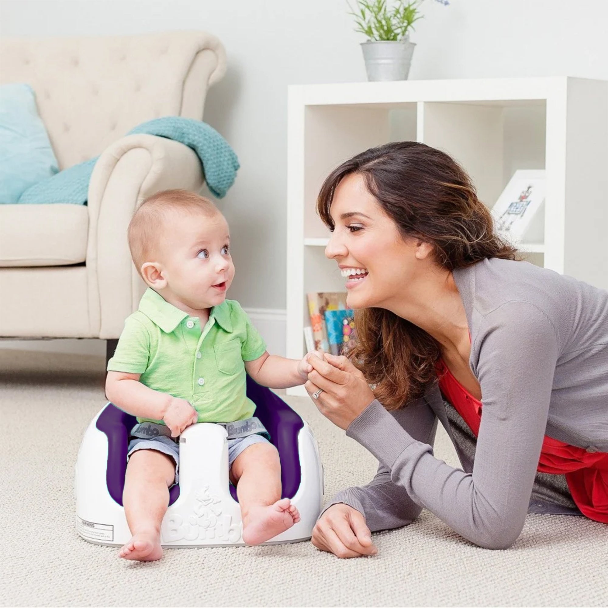 Bumbo Baby Toddler Soft Foam 3 in 1 Multi Seat with Tray and Buckle Straps, Plum - VMInnovations