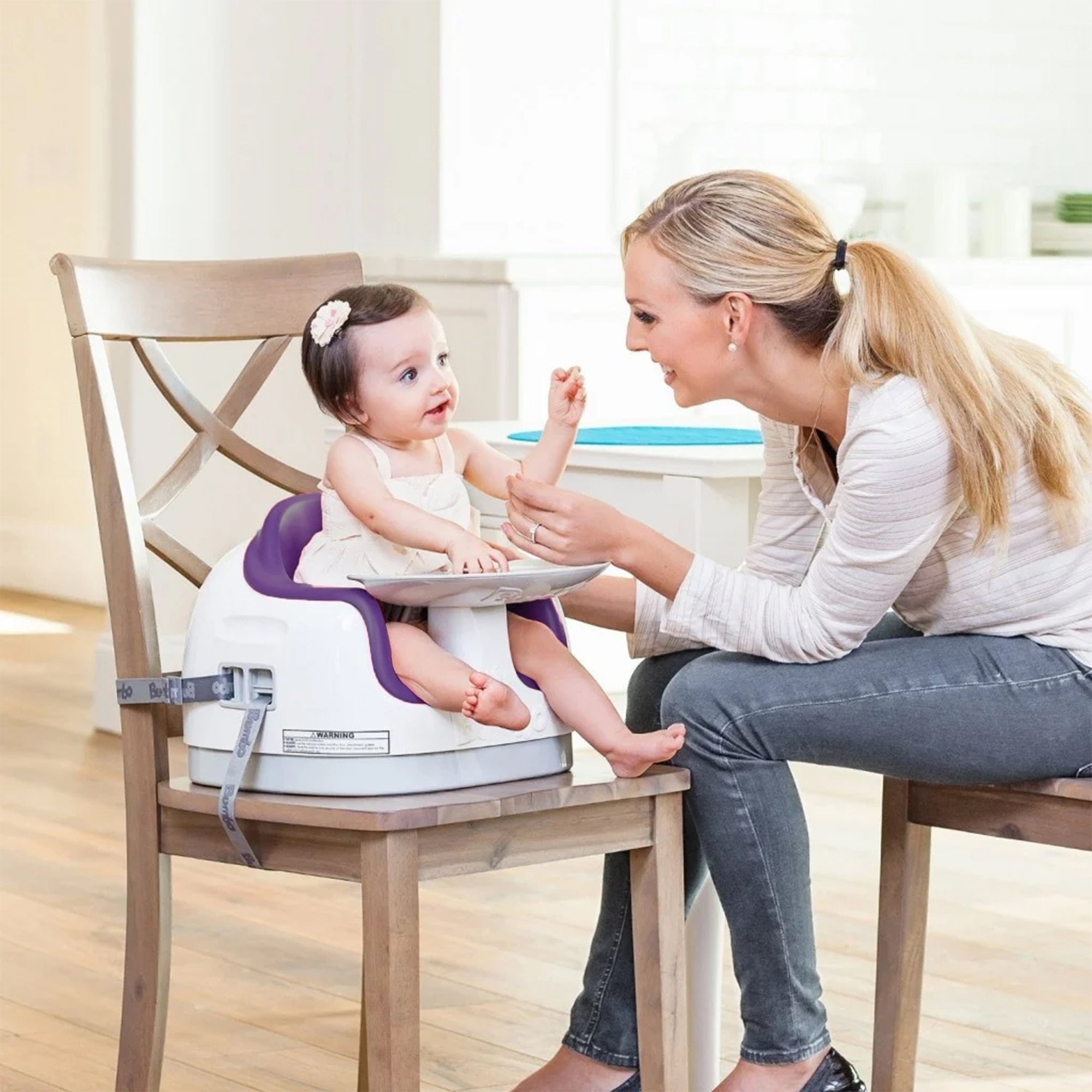 Bumbo Baby Toddler Soft Foam 3 in 1 Multi Seat with Tray and Buckle Straps, Plum - VMInnovations