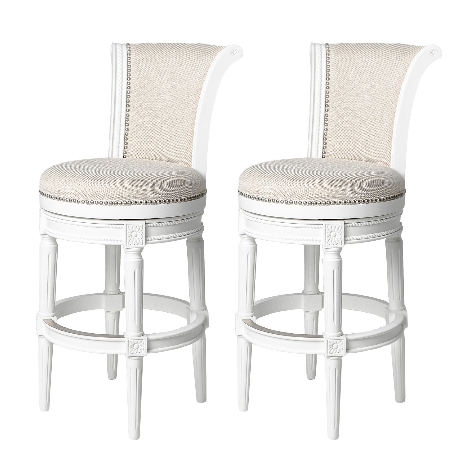 Maven Lane Pullman Swivel Stool, Alabaster White, Bar Height(Open Box) (2 Pack) - VMInnovations