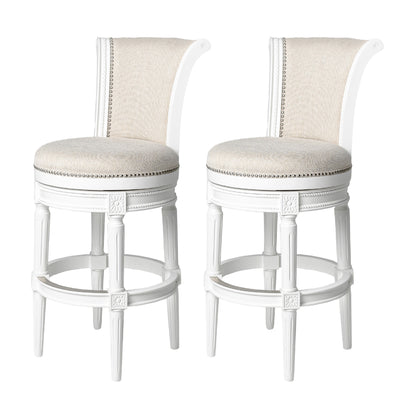 Maven Lane Pullman Swivel Stool, Alabaster White, Bar Height(Open Box) (2 Pack) - VMInnovations