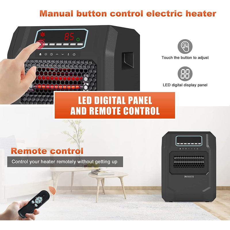 VOLTORB Portable Electric Heater w/Remote Control & Fan Only Mode, Blk(Open Box)