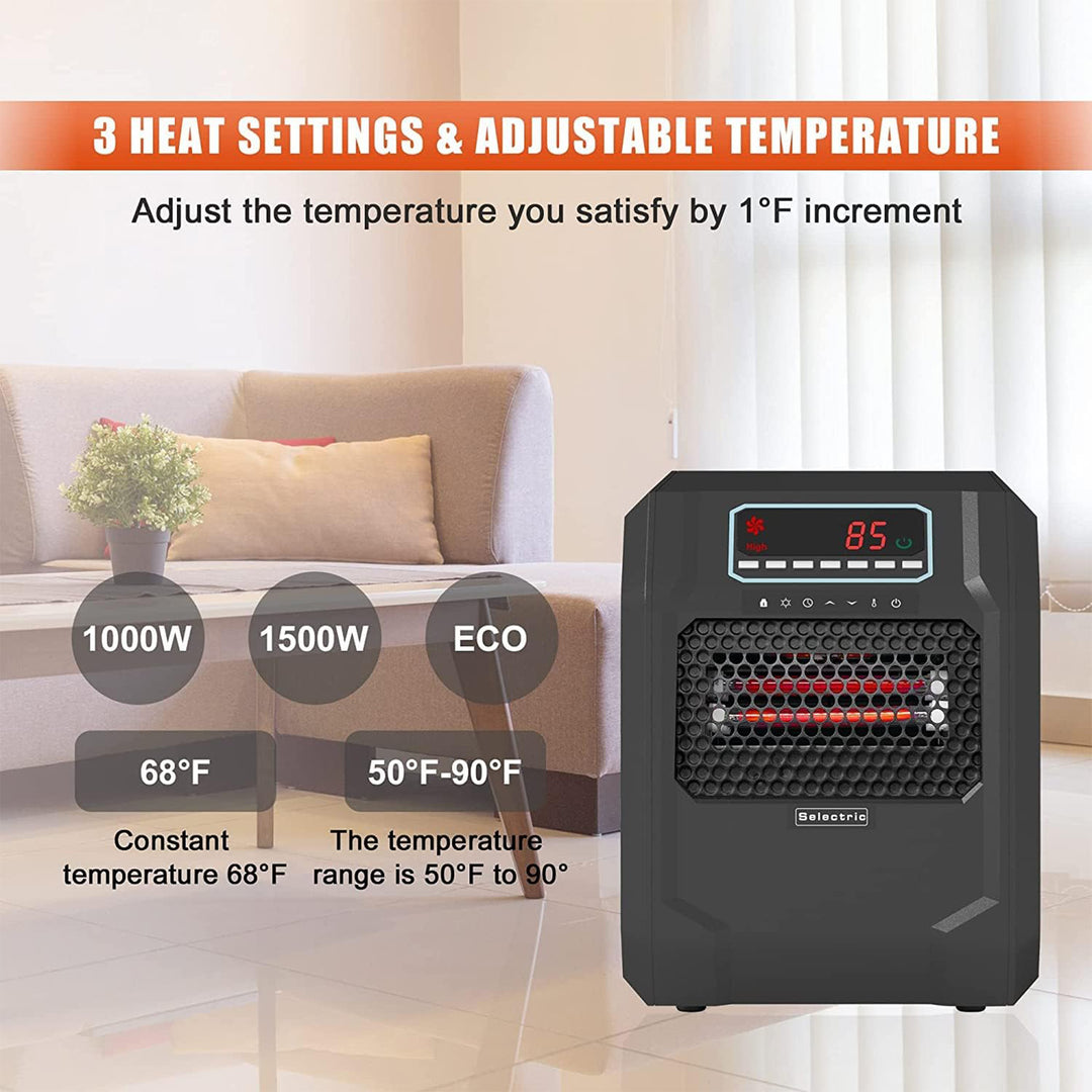 VOLTORB Portable Electric Space Heater w/Remote Control & Fan Only Mode, Black