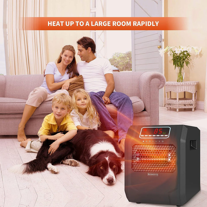 VOLTORB Portable Corded Electric Radiant Space Heater w/3 Heat Settings, Black