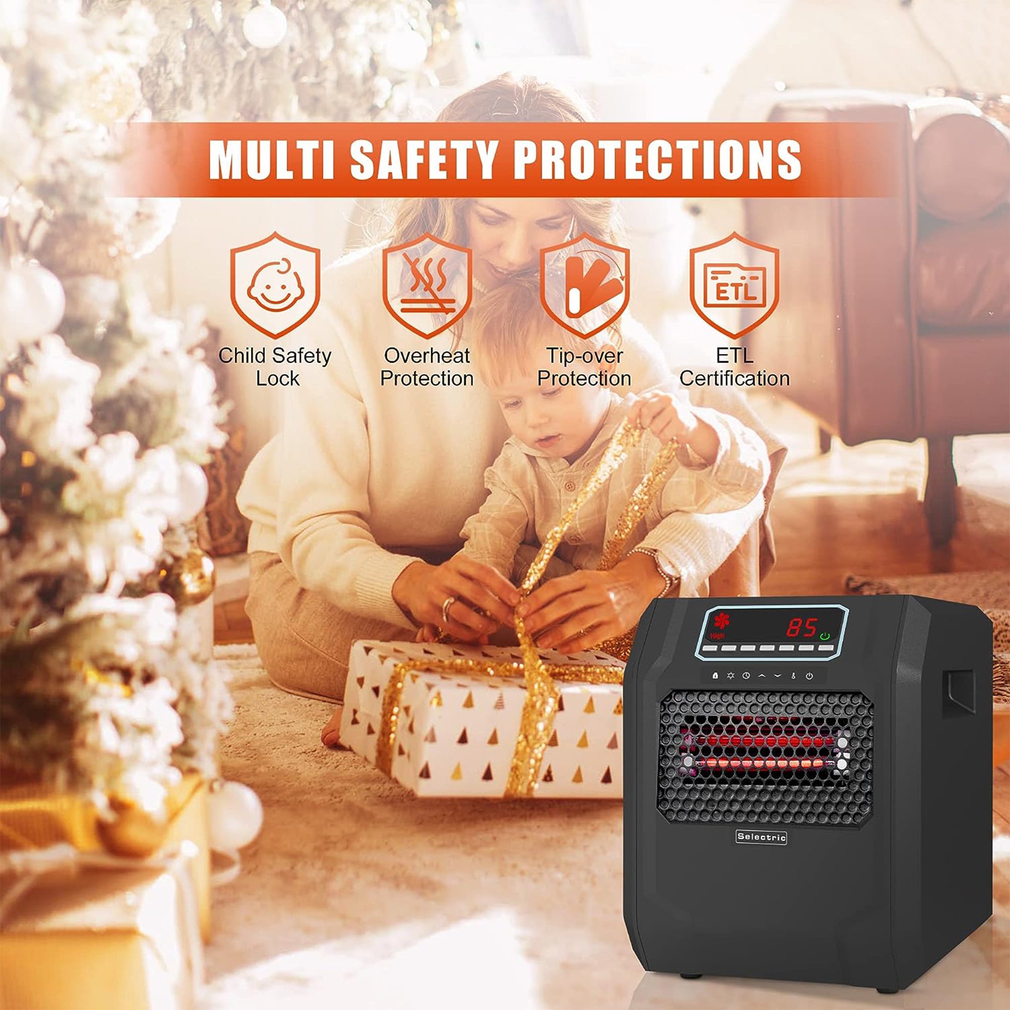 VOLTORB Corded Electric Radiant Space Heater w/3 Heat Settings, Black (Used) - VMInnovations
