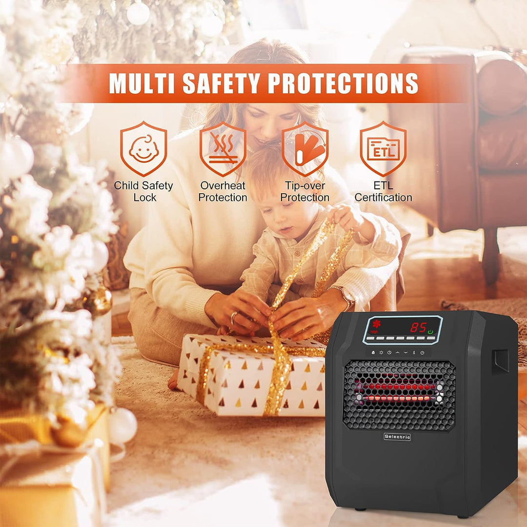 VOLTORB Portable Electric Radiant Space Heater w/3 Heat Settings,Black(Open Box) - VMInnovations