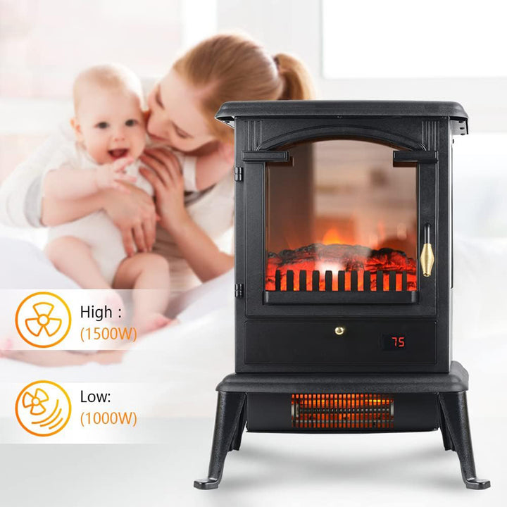 VOLTORB Freestanding Electric Fireplace Heater Stove w/Remote Control (Open Box)